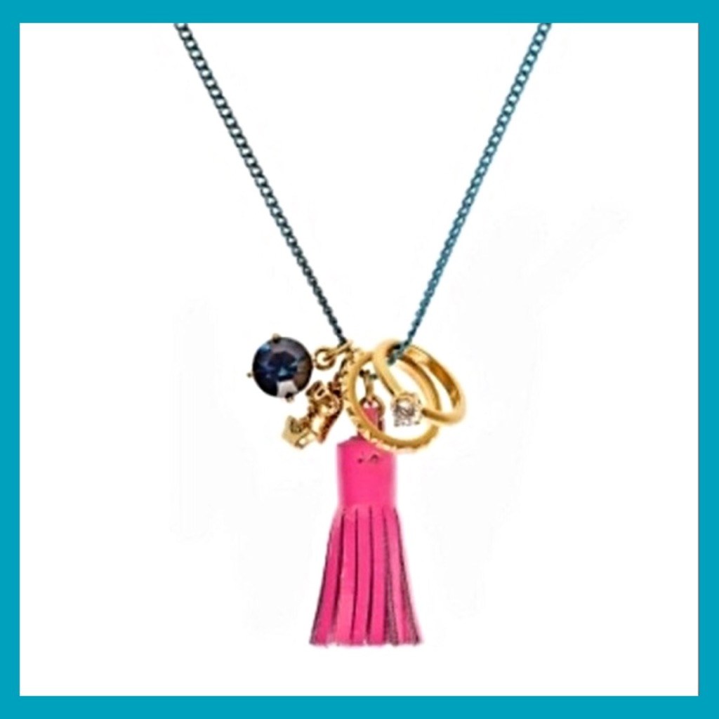 Juicy Couture Vintage Neon Tassel Charm Necklace 45$